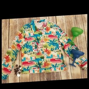 2/$40 Softwear Mark Singer Tropical Print Vacay Jacket Medium M